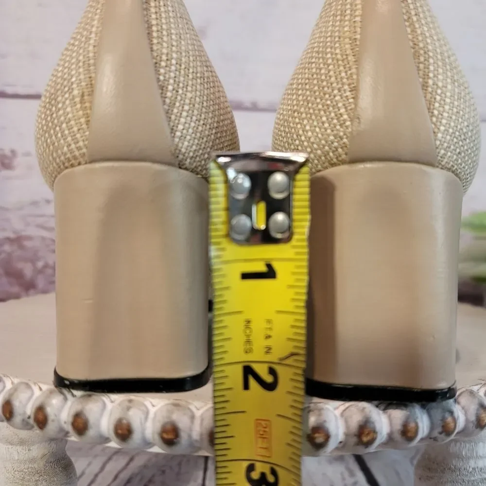 Vintage Stuart Weitzman Women's Beige Square Toe Pump Heels Size 8.5B